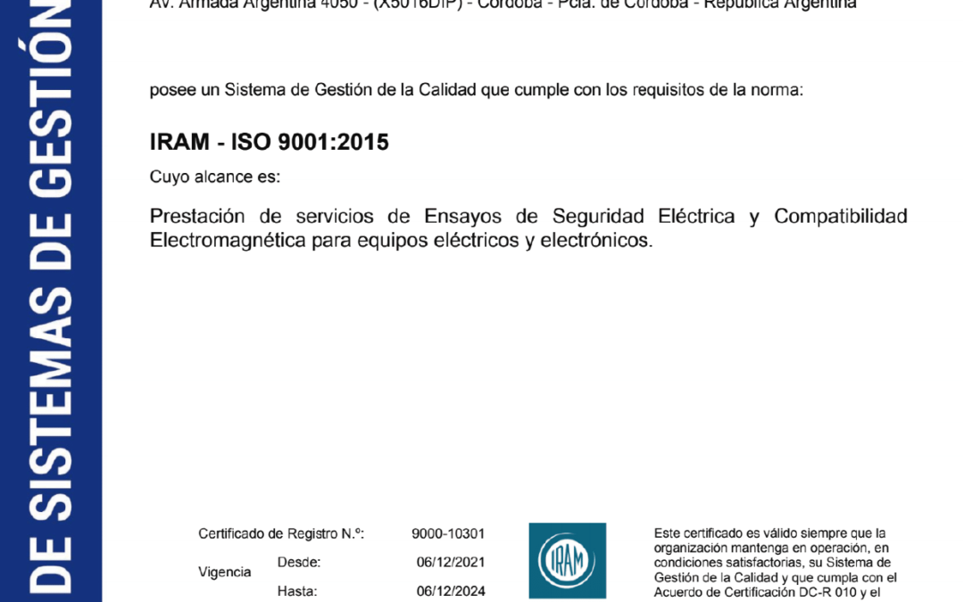 ¡Certificamos ISO 9001!